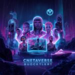 Create a futuristic digital landscape depicting a metaverse environment powered by blockchain technology, showcasing virtual assets, NFTs, and decentralized interactions. (2)